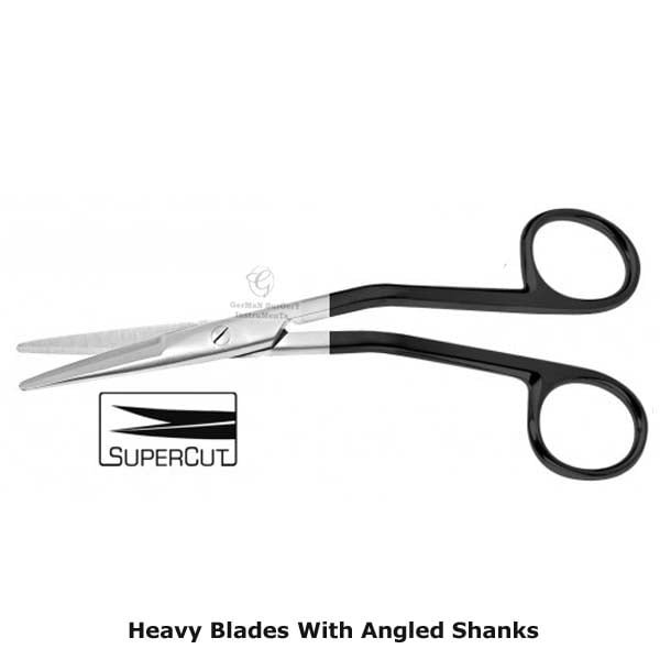 Fomon Dorsal Scissors - Angled Shanks Serrated Blades