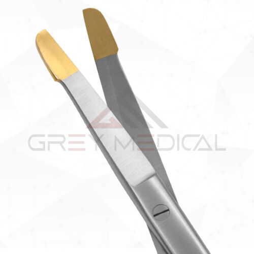 Solz Gold Tip Scissors - Curved Slight Bevel on Shank - Supercut Tungsten Carbide