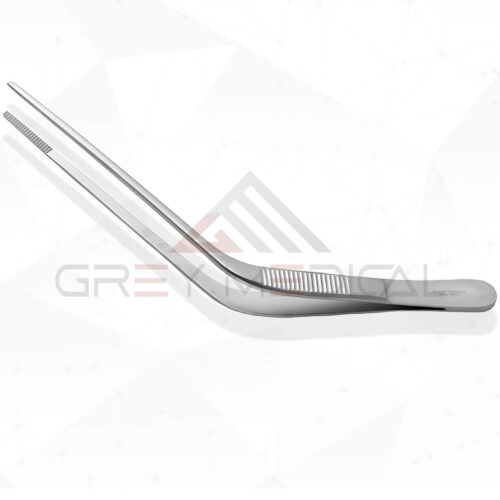 Wilde Dressing Forceps - Angled Serrated Tips