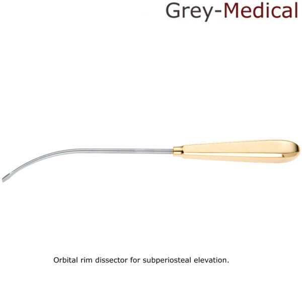 Daniel Endoscopic Forehead Orbital Rim Dissector, Half Curved 9-1/4" 23.5 cm, Stainless Steel