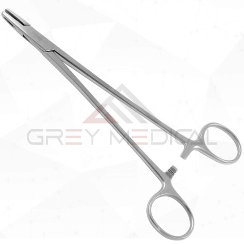 Metzenbaum Needle Holder - one fenestrated jaw w opposing jaw grooved