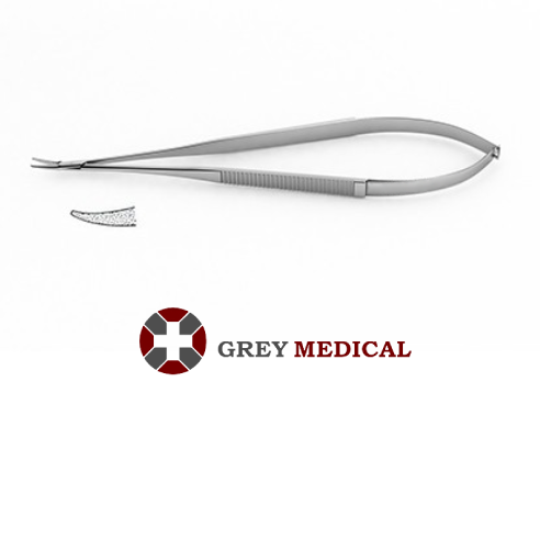 Jacobson Micro Needle Holder - Flat Handle, Tungsten Carbide Dusted Jaws