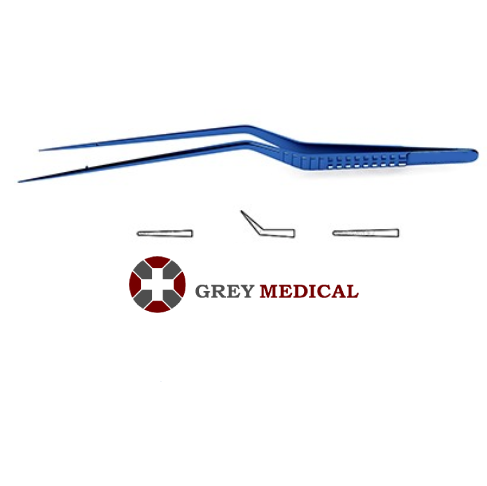 Titanium Bayonet-Style Micro Forceps - Tips Impregnated With Fine Tungsten Carbide Dust