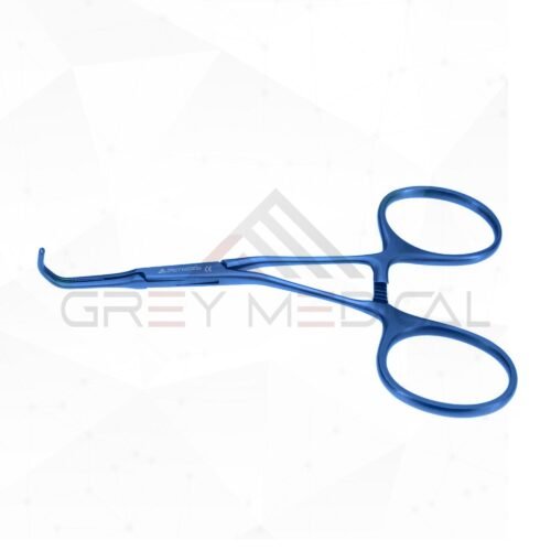 Micro Clamp – 6mm Angled 22mm long DeBakey Atraumatic jaws, Slightly Curved Shanks, Titanium, 4” (10cm)