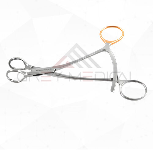 Angus Bone Holding Forceps Rounded Serrated Jaws with Ratchet