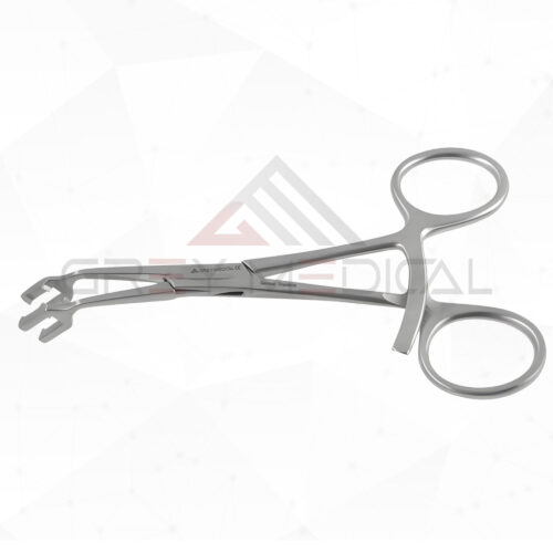Bone Reduction Forceps 3.0mm Curved, 5-inch, Ratchet Lock - Image 1