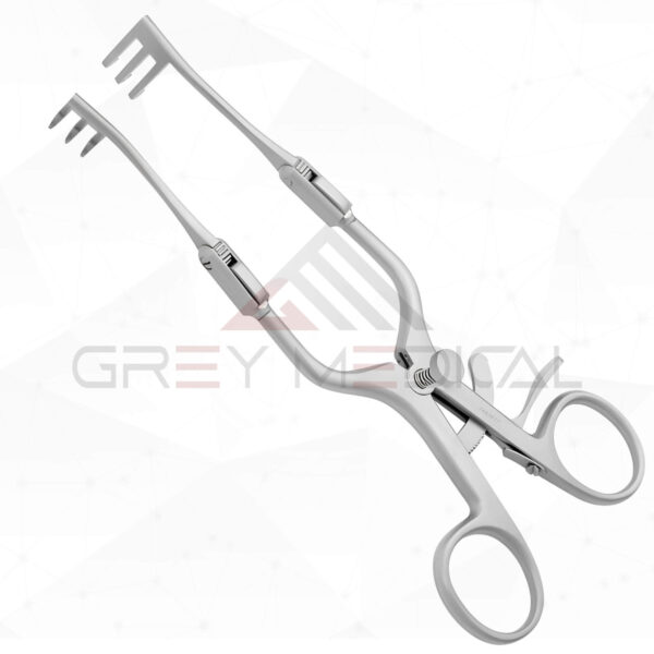 Fisch Retractor with Joint 3:3 Prongs Semi Sharp 17 cm Detachable