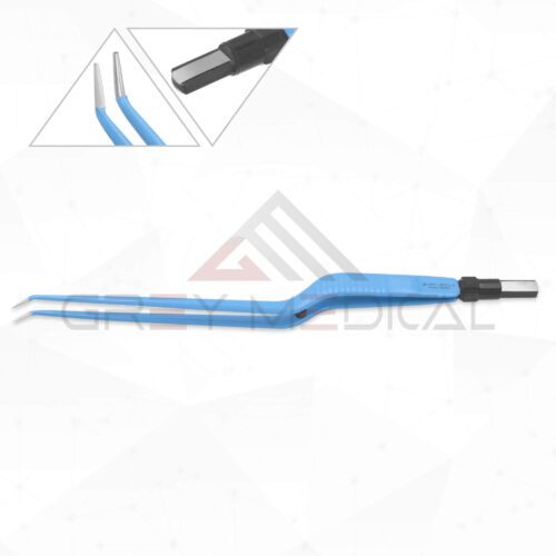 Bipolar forceps, bayonet-shaped, angled up tip