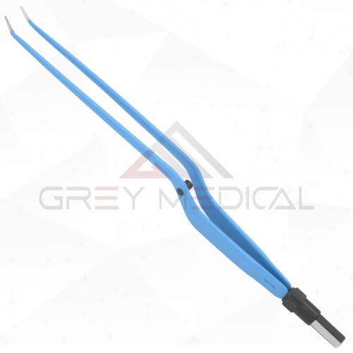 Bipolar forceps, bayonet-shaped, angled up tip