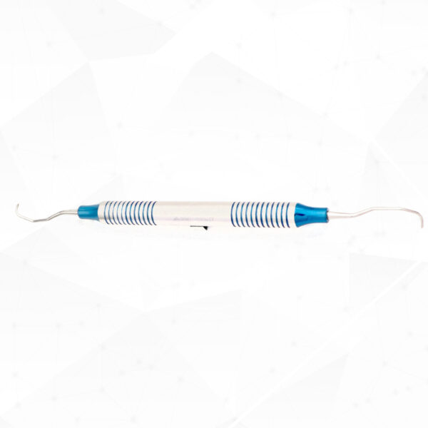 Anterior teeth, premolars, subgingival calculus, scaling, root planing, periodontal pockets, deep pockets, calculus removal, root surface debridement, periodontal therapy, subgingival instrumentation, mesial and distal surfaces. 1/2 Langer Curette